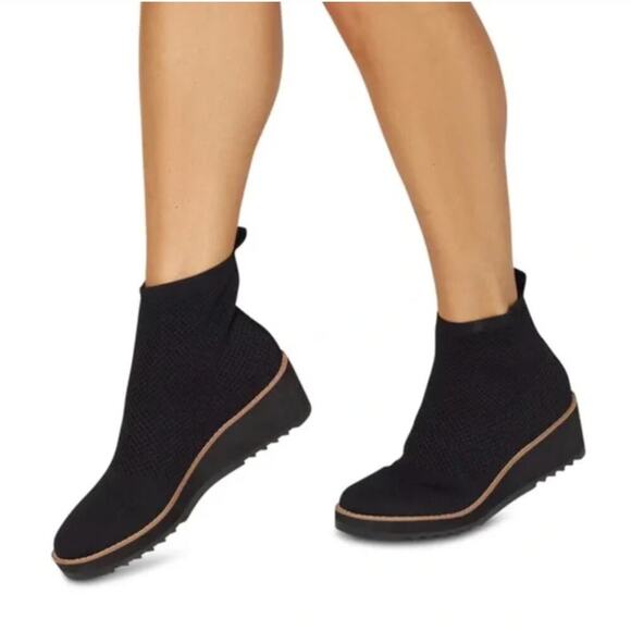 EILEEN FISHER London Knit Wedge Black Bootie - Size 6 - Picture 7 of 14